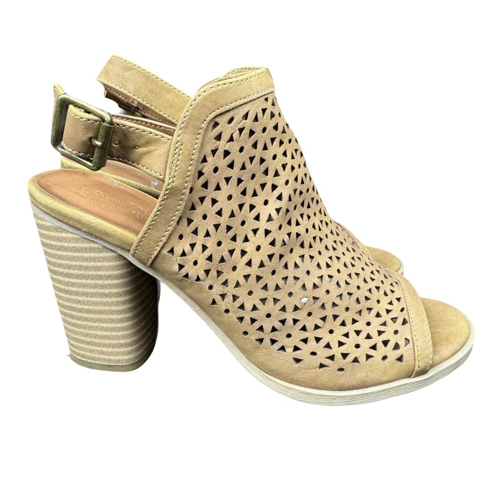 Universal Thread Milliana slingback cut-out bootie sandal tan heel Target EUC -7 - Picture 7 of 16